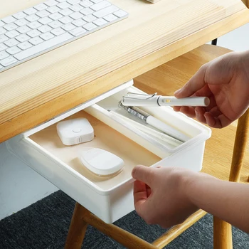 

Modern Under Desk Makeup Container Pencil Tray Sundries Stationery Self Stick Case Storage Drawer Student Organizer Pen Holder