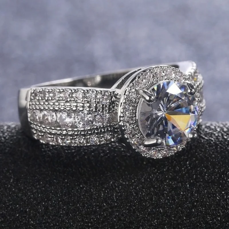 CAOSHI Luxury Round Cubic Zirconia Promise Rings for Women Classic Engagement Wedding Party Jewelry Accessories Valentine Gift | Украшения