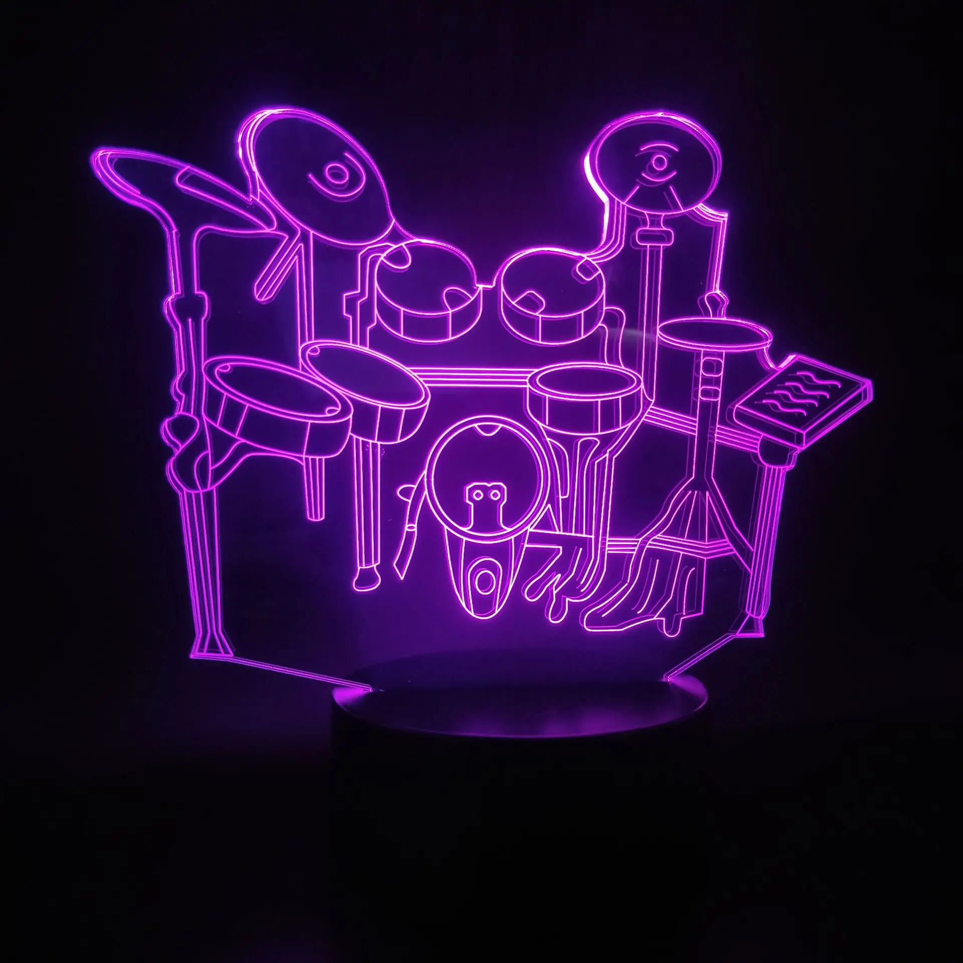 Drum kit 3D Illusion Lamp Christmas Gift Night Light Beside Table Lamp 16 Colors Auto Changing Desk Decoration Lamps Birthday
