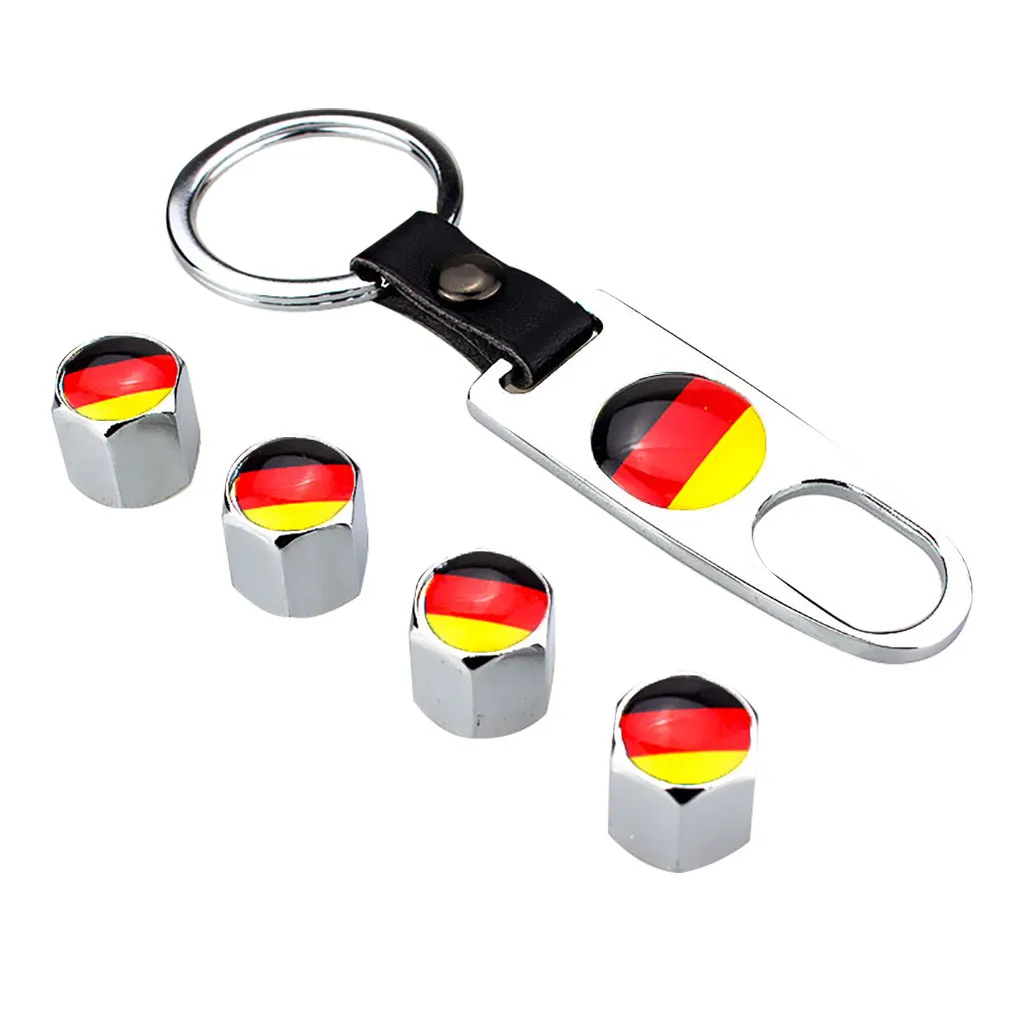 The German Flag Car Tire Valve Dust Stems Air Caps Cover  Keychain Accessories