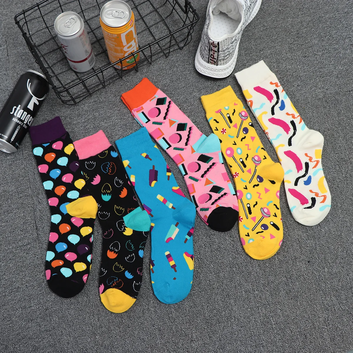 Носки для улицы, хип-хоп, цветная лента, серия, персональный Джокер, для мужчин и женщин, носки без пятки