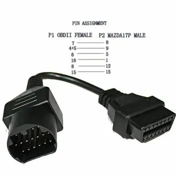 

OBD2 Diagnostic Cable Connector Scanner Black Accessories 17 to 16 Pin