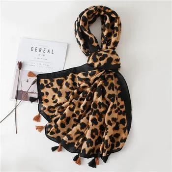 

KYQIAO women leopard scarf 2020 female winter scarf ladies office autumn Spain style chic designer long leopard neck scarf