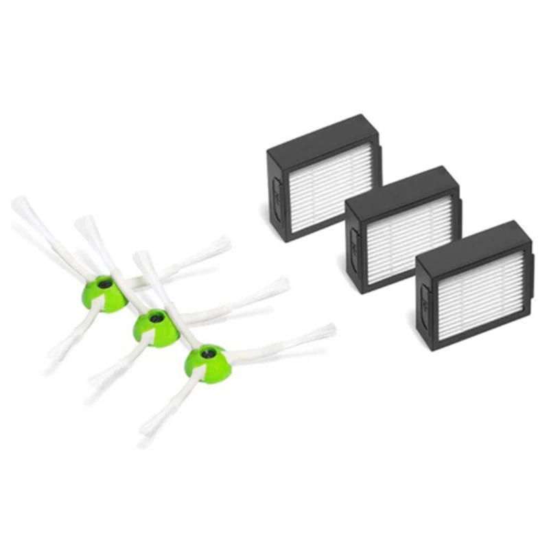 

3 x Hepa Filter+3 x Side Brush For Roomba I7 E5 E6 I Series Robot Vacuum Cleaner Replacement Spare Parts