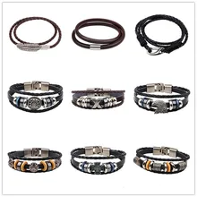 Новинка, мужские браслеты с перьями из нержавеющей стали в стиле панк, с магнитной застежкой, тканые браслеты из искусственной кожи для женщин, ювелирное изделие, очаровательный браслет, подарок