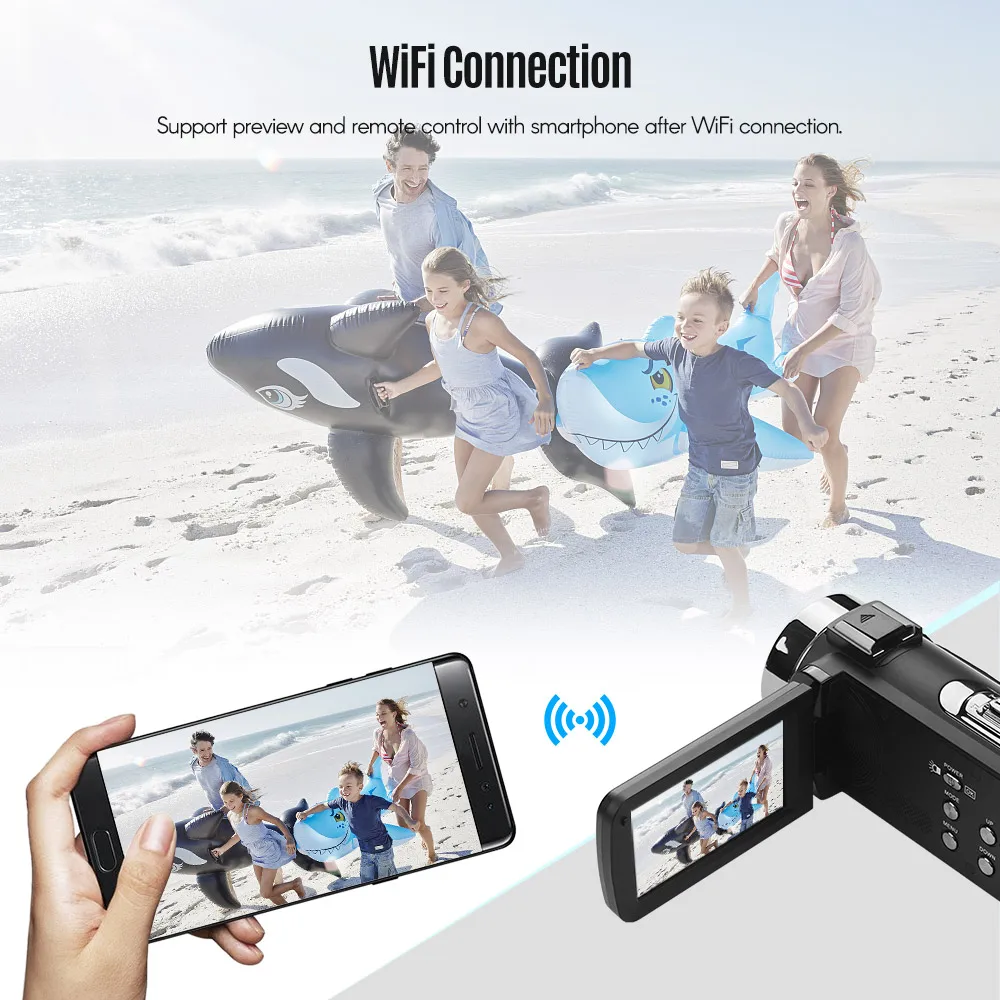 Портативная 4K FHD Цифровая видеокамера профессиональная видеокамера WiFi подключение 16X цифровой зум с пультом дистанционного управления камера видео