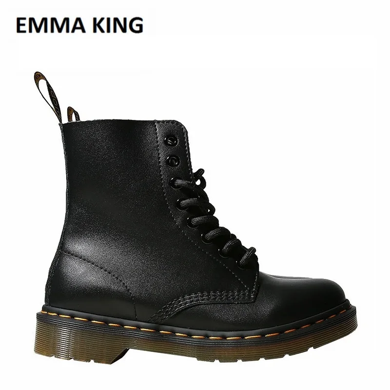 EMMA KING/Очаровательные ботильоны в стиле панк; обувь на платформе и низком каблуке; женские ботинки на шнуровке в британском стиле; женские Ботинки Martin; Doc