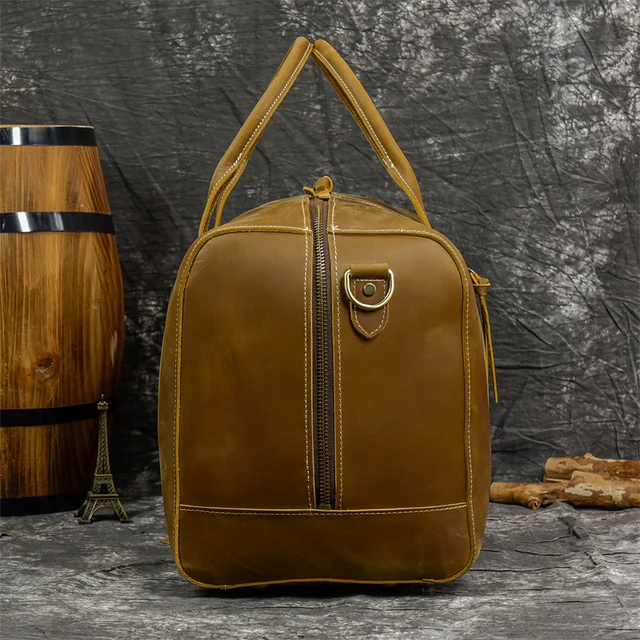 bolsa de viagem masculina Luufan Crazy Horse em couro de vaca