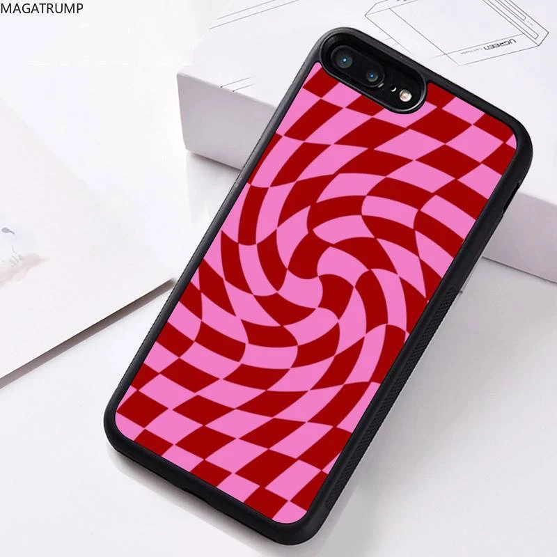 Pink Crazy Checkers Phone Case Rubber For Iphone 12 Pro Max Mini 11 Pro Xs Max 8 7 6 6s Plus X 5s Se Xr Case Phone Case Covers Aliexpress