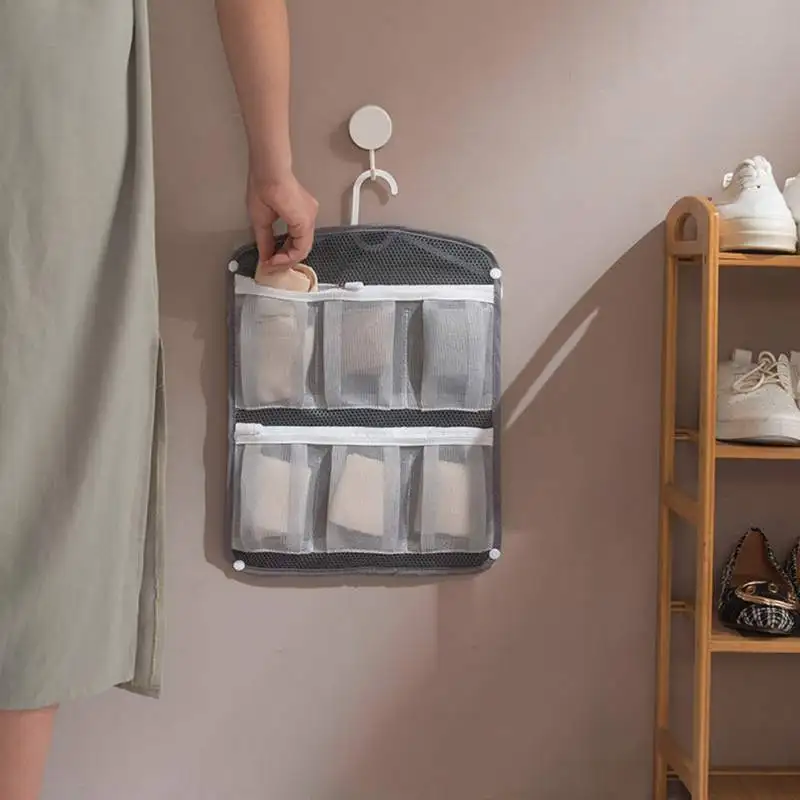 

Polyester Socks Underwear Storage Hanging Bag Fabric Grid Wall Sorting Storage Bag Closet Organizer Storage Organizer