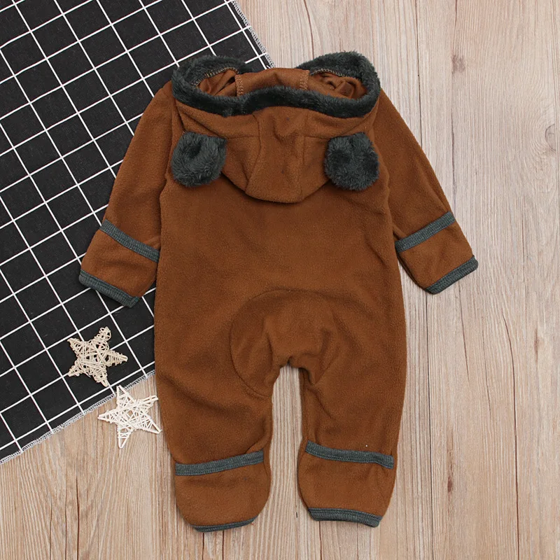 Одежда для маленьких мальчиков комбинезон с капюшоном на молнии, плотное пальто, боди для новорожденных, одежда для альпинизма 3, 6, 9, 12, 18, 24 месяцев