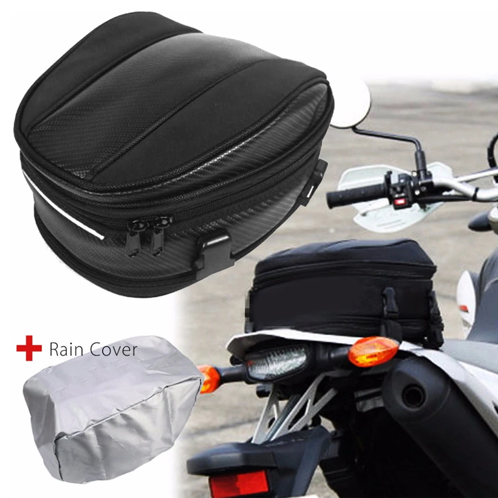 Motorcycle Tail Seat Bag Saddle Bags Waterproof Sport Backpack Durable Black