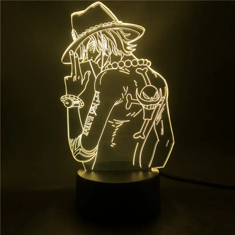 Anime Figure One Piece Portgas D Ace 3d Illusion Light Bedroom Led Night Light for Child Kids Cool USB LED Table Desk Lamp Toys