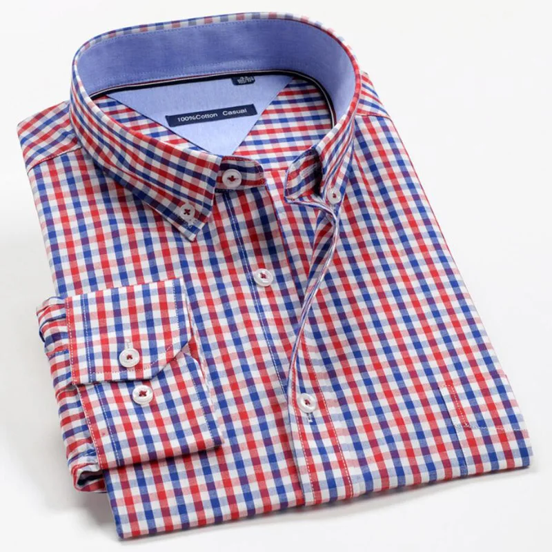 Large Size 12XL 9XL 8XL 7XL 6XL 10XL Men Business Long Sleeve Plaid Shirt Loose Cotton Casual Office Striped Brand Shirt Male short sleeve shirts & tops Shirts