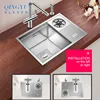 QINGYU ELEVEN 304 Stainless Steel 4mm Thickness Handmade Brushed Sink High Pressure Cup Washer Bar Counter kitchen Sink ► Photo 3/6