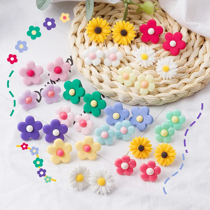

Luokey Cute Flower Resin Earrings For Women Small Mini Daisy Girls Stud Earring Dainty Simple Jewelry Pendientes Mujer Moda 2020