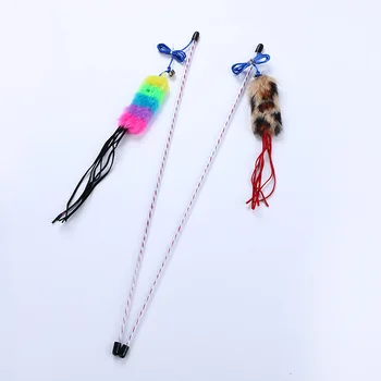 

Cat Toy Cat Teaser Color Long Velvet Leopord Pattern Long Velvet Cat Toy Transparent Fishing Rod Cat Playing Rod Ball Article