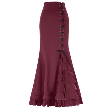 

Women’s Vintage Retro Fish Wiggle Victorian High Stretchy Nylon-Cotton Ruffled