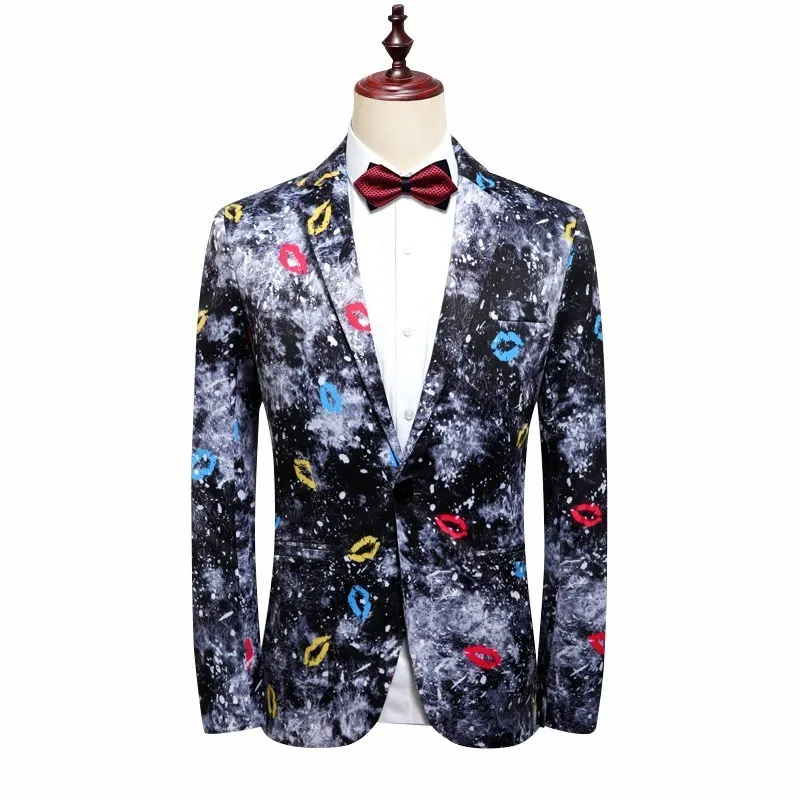 

Fashion 2019 New Pattern Printing New Blazer Masculino Slim Fit Men Blazer Jacket Business Casual Dress Suit Coat Plus Size