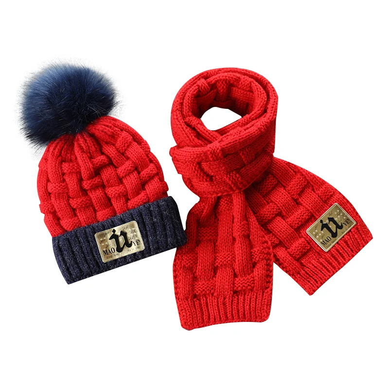 Детская шапка на осень и зиму, 1 шерстяная шапка для мальчиков, комплект с шарфом для мальчиков и девочек 2-4 лет, Корейская версия