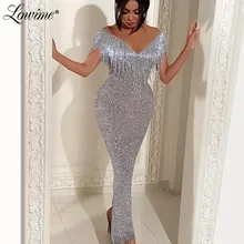 Мусульманское Бисероплетение кисточка Русалка вечернее платье для выпускного вечера Robe De Soiree Дубай платья размера плюс Саудовская Арабская Женская кафтаны