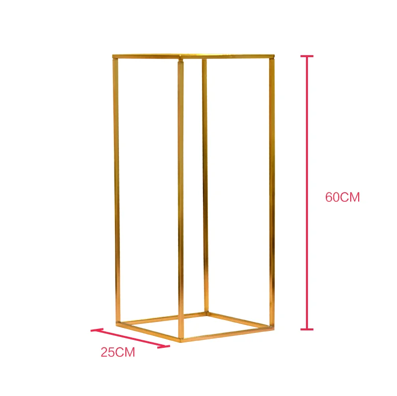 Позолоченные кованые железные геометрические рамки Искусственные цветы Полка Металлический акриловый лист DIY Свадебные реквизиты фон Декор дорога свинец - Цвет: 60cm 4 pcs