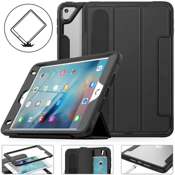 

HXCASE for iPad mini 4 5th Generation 7.9 Case 2015 2019 Clear Back Smart Cover with Pencil Slot and Stand Function Shockproof