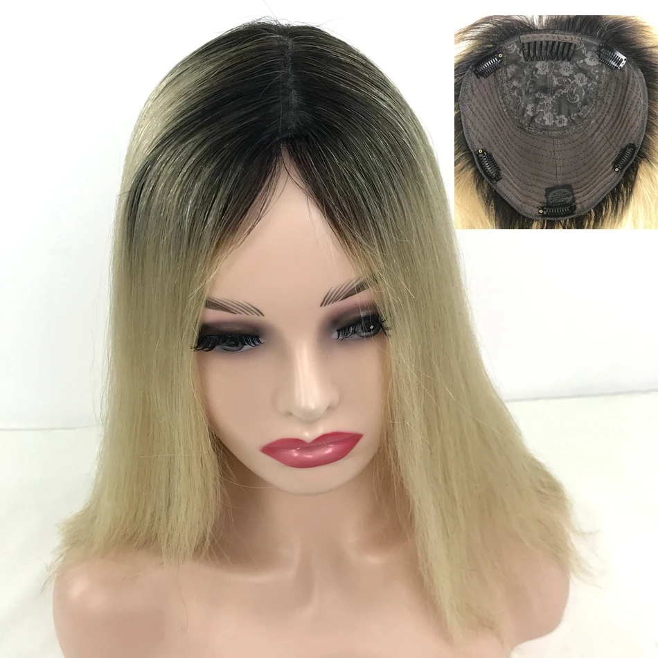 Remy cabelo humano topper peruca judaica loira cor injetada base de ...