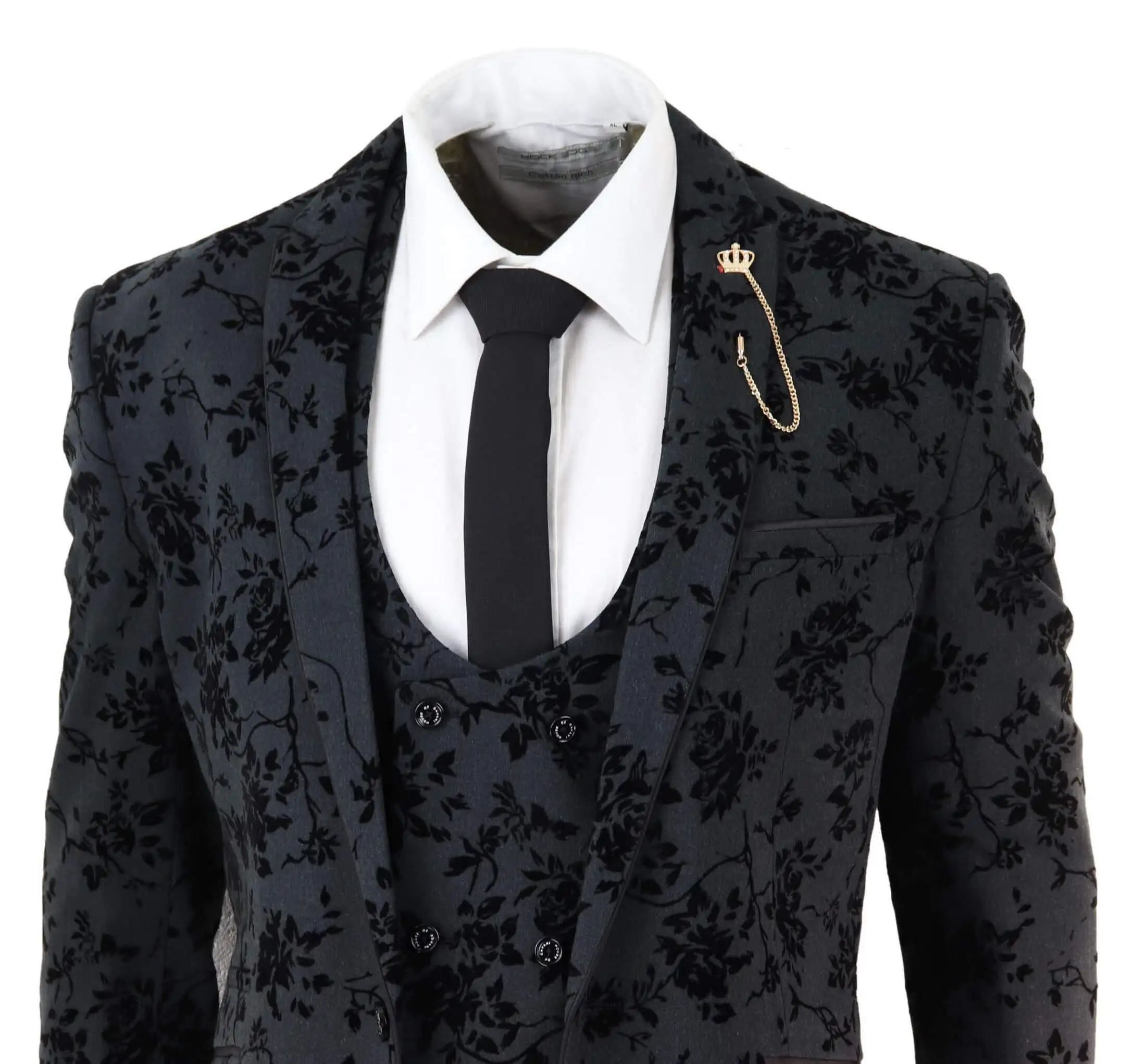 Classic Vintage Mens Black 3 Piece Suit 