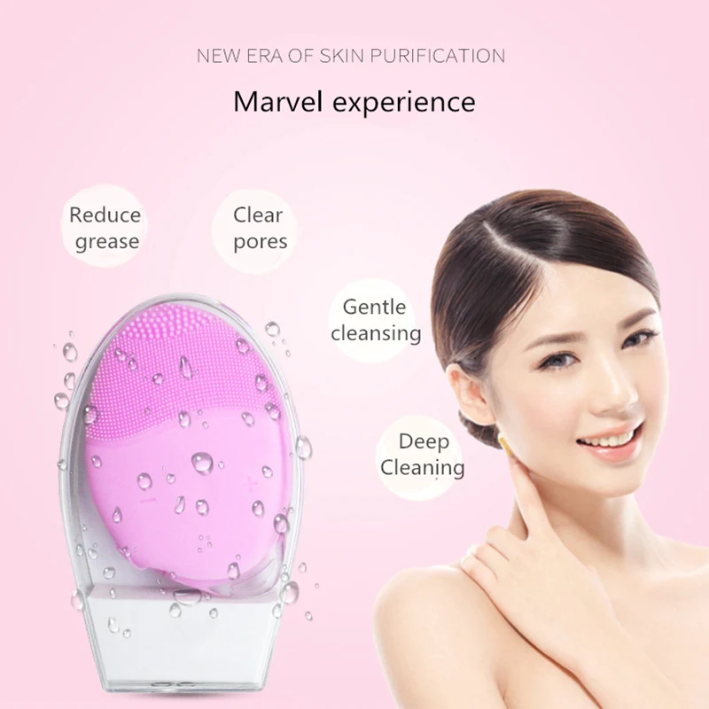  Mini Electric Silicone Facial Cleaning Massage Brush Washing Machine Waterproof USB Rechargeable Fa