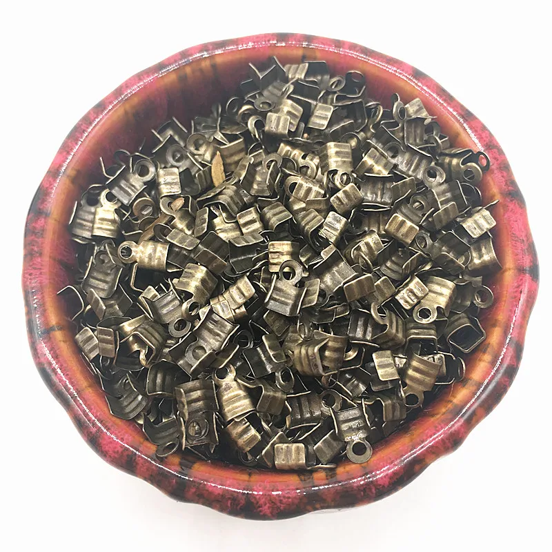 06 Ancient bronze 200 шт./лот, шнуры, обжимные концевые колпачки, концевые застежки, бусины для изготовления ювелирных изделий, браслет, ожерелье, фурнитура для ювелирных изделий, соединители, сделай сам - Цвет: 06 Ancient bronze