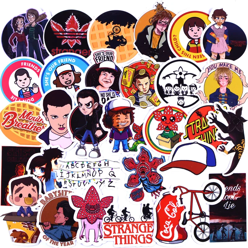 

30PCS Pack Stranger Things Stickers . Movie For Children On The Laptop Fridge Phone Skateboard Suitcase Funny Cool Sticker