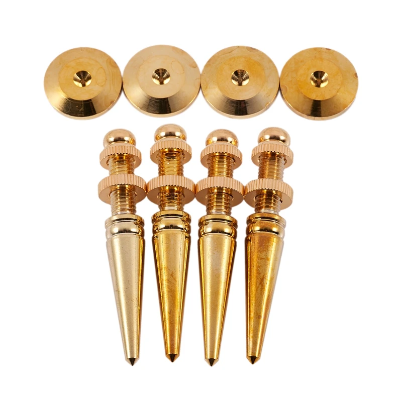 4PCS M8X75 Copper Speaker Spike Amplifier Shockproof Isolation Stand Feet Cone Base Pads Golded | Электроника