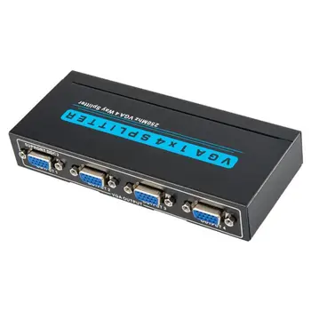 

T-VG25104 VGA 1x4 Splitter 250MHz VGA 4 Way Splitter VGA Distributor Video Splitter EU/US/UK/AU Power Plug Adapter