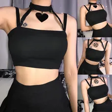 Women Tank Top Sexy Reflective Bralet Buckle Tube Top Vest Cami Ladies Dark Wind Sexy Backless Sling Tank Top Women Summer Z0227