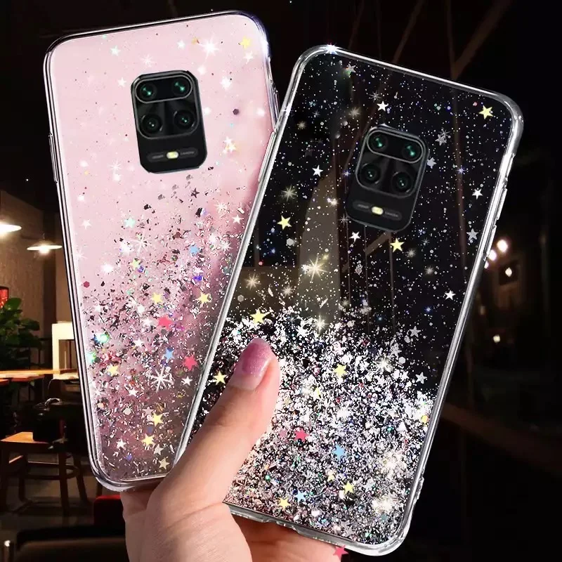 LOVECOM Glitter Phone Cases For Xiaomi Redmi Note 11 10 Pro 9 8 9S Cover Xiaomimi 11T POCO X3 NFC M3 Fundas | Мобильные телефоны и