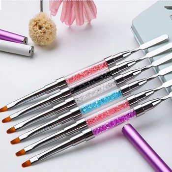 

1PC Nail Extension Brush Double Head Acrylic Nail Art Painting Brush Pen UV Poly GEL Removal Spatula Manicure Tool nail brush