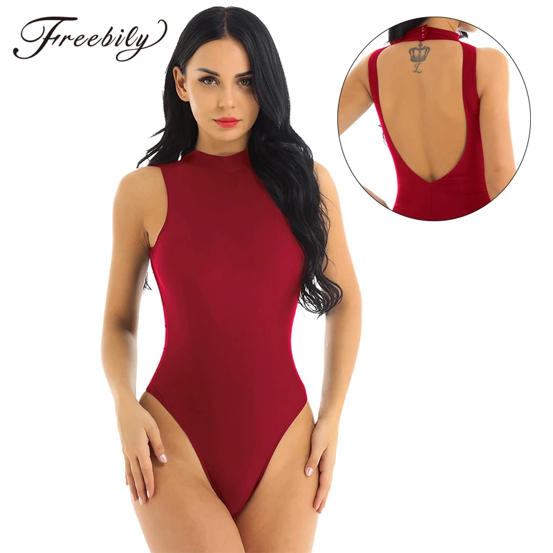 Freebily Womens Sleeveless Spaghetti Strap Tank Unitard Jumpsuit Bodysuit Yoga Dance Leotard Costume