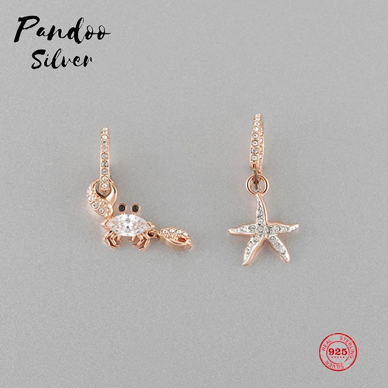 

Fashion Charm Sterling Silver Original 1:1 Copy, Asymmetrical Design Sunshine Beach Crab Earrings Women Luxury Jewelry Gifts