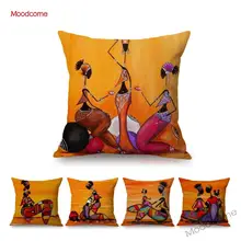 Оранжевый абстрактный Рисунок, коллекция жизни в Африке, Африканская женщина, домашний декор, чехол для подушки, галерея, экзотический ресторан, чехол для подушки