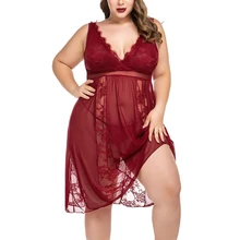 Luxury Gown Nighty See Through Nightgowns Lace Deep-V Women Elegant Sleepwear Sexy Hot Erotic Sleeping Dress Pajamas Red Yellow