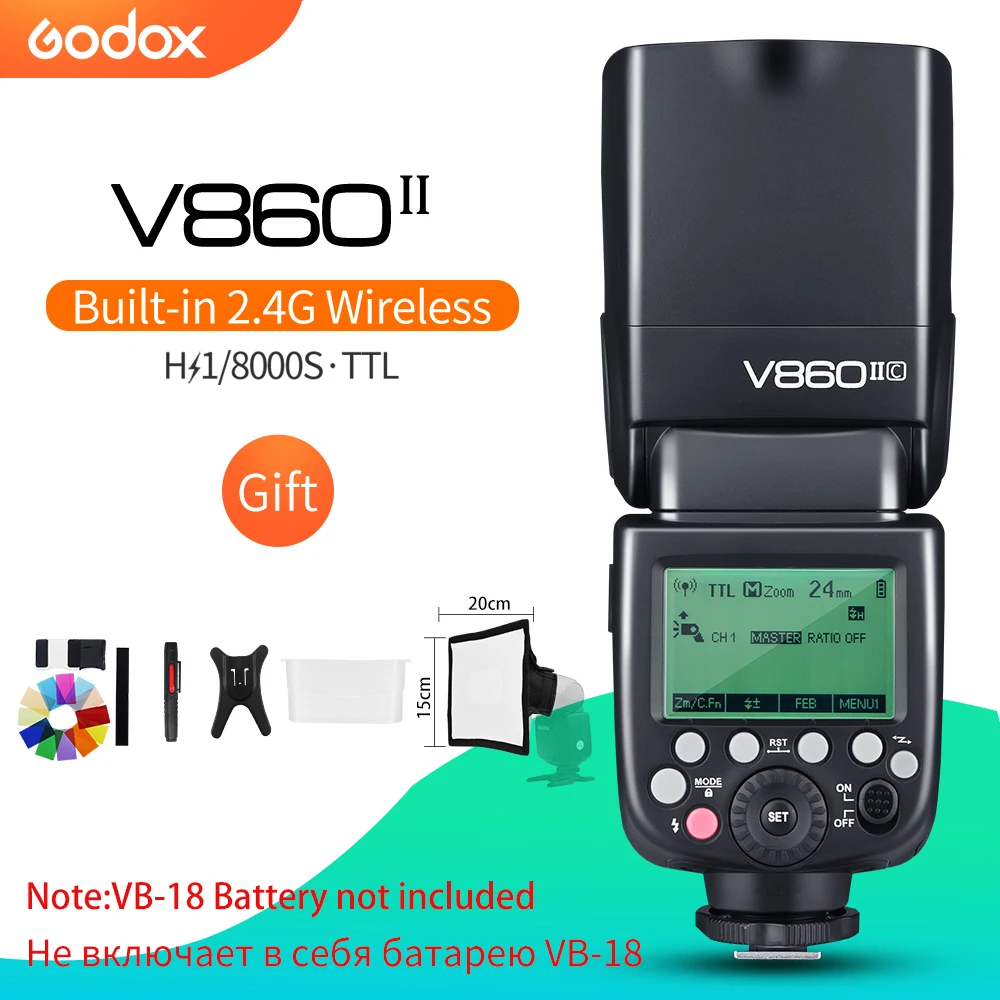 Godox V860II-C/N/S/F/O GN60 2,4G ttl HSS 1/8000 без VB18 батарея камеры Speedlite вспышка для Canon Nikon sony фужи Олимпус