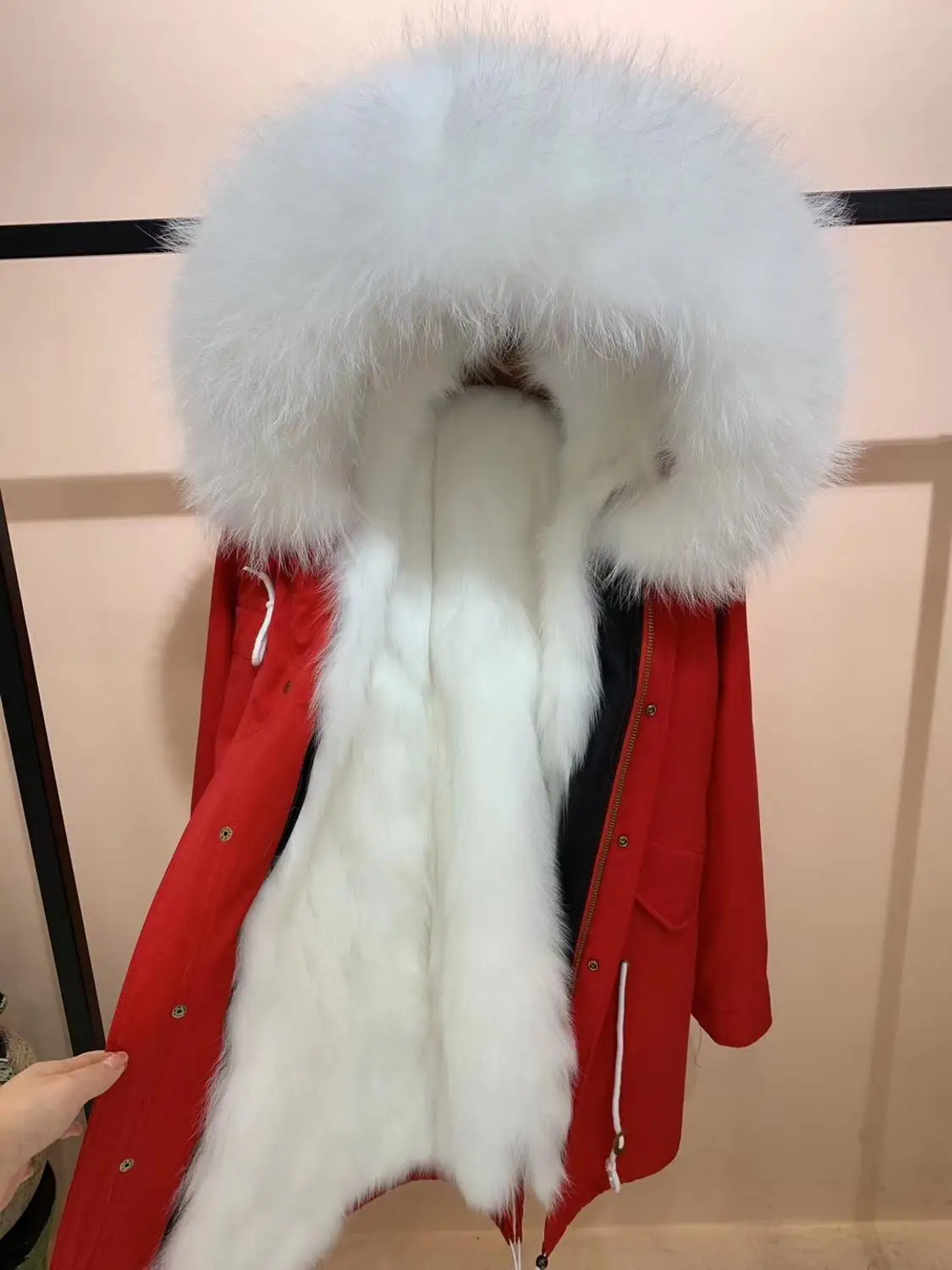 Зимнее женское пальто из натурального меха, однотонная модная Толстая куртка с длинными рукавами, подкладка из белого лисьего меха, большой меховой воротник, теплая Pa