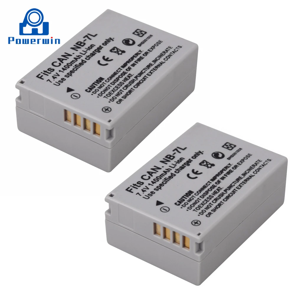 Powerwin 2 шт 1400mAh 3 7 V NB-7L NB7L NB 7L батарея камеры DSLR зум-объектив для Canon PowerShot G10 G11 G12 SX30
