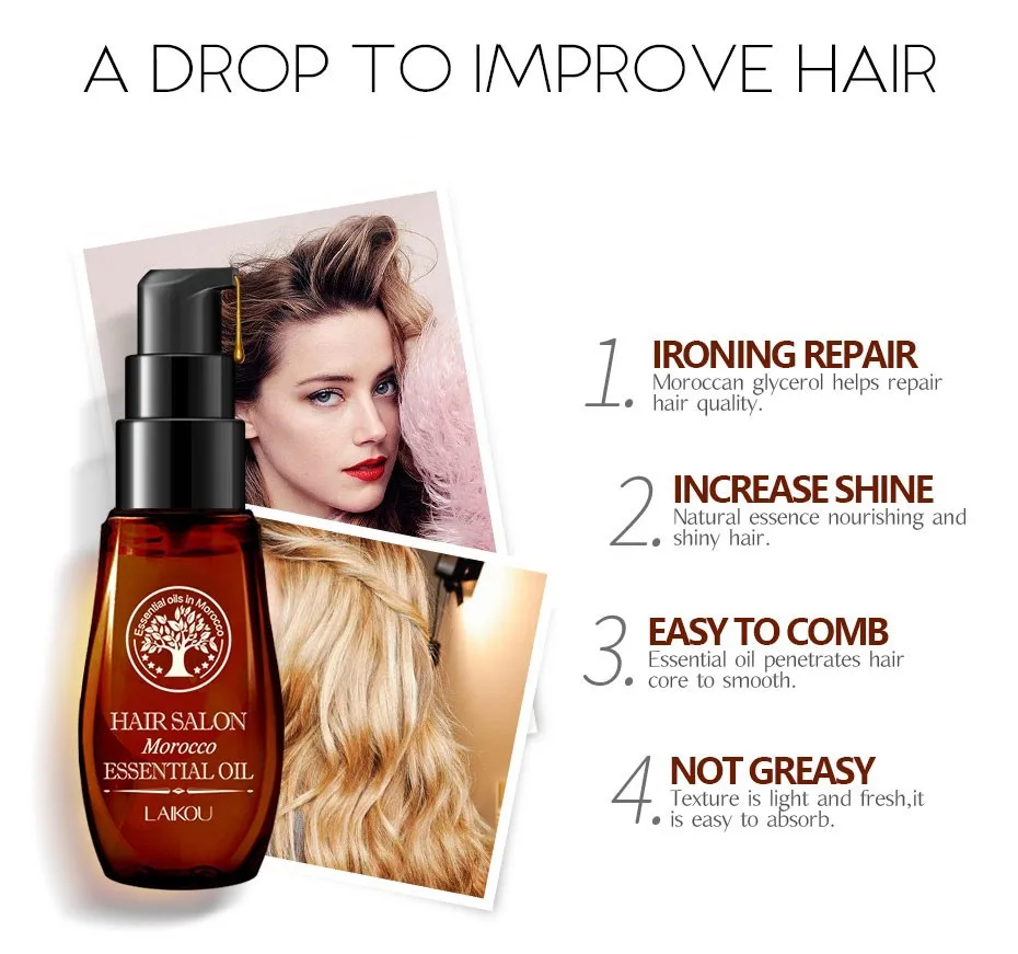 [40 мл] бренд laikou марокканское масло для волос эфирное масло для ухода за волосами, восстановление поврежденных секущихся волос, сухость, тупость, неровность, перхоти, завивка волос