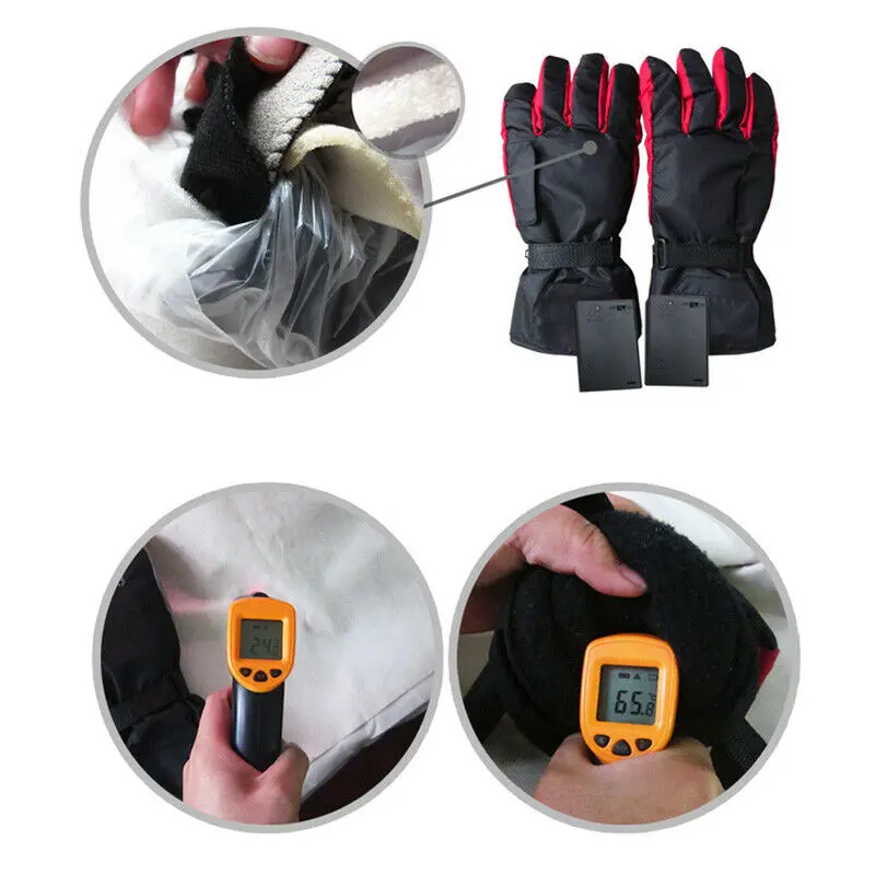 Зимние перчатки с подогревом, водонепроницаемые аккумуляторные батареи, руки с электрическим подогревом, уличные зимние теплые перчатки