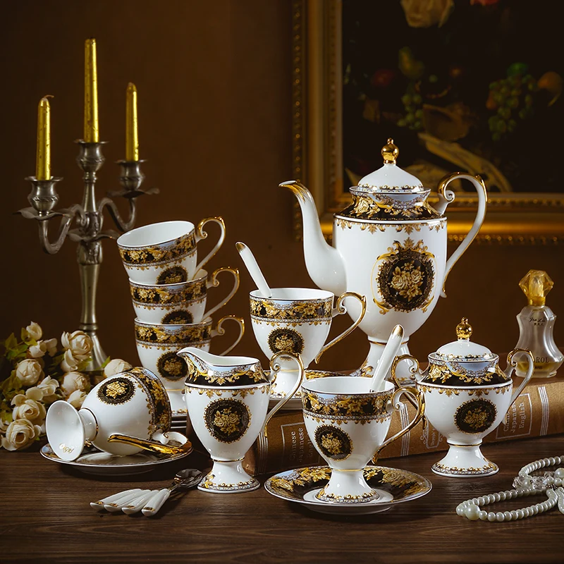 

Bone China Muse TeaPot Creamer Sugar Bowl Teacup Saucer Fruit Plate Coffee Cup Tea pot Coffeepot Office Home Table Supplies