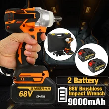 68V 9000 мА/ч, 320N. m аккумуляторная литий-ионный аккумулятор электрический ударный гайковерт бесщеточный двигатель 2 Батарея с заряда в Мощность инструменты