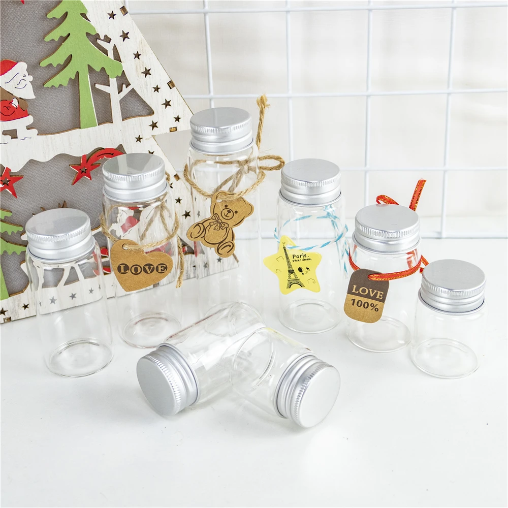 직경 37mm 투명 빈 유리병 25ml 30ml 40ml 50ml 60ml 70ml 80ml 90ml 실버 알루미늄 뚜껑 리필용 약병