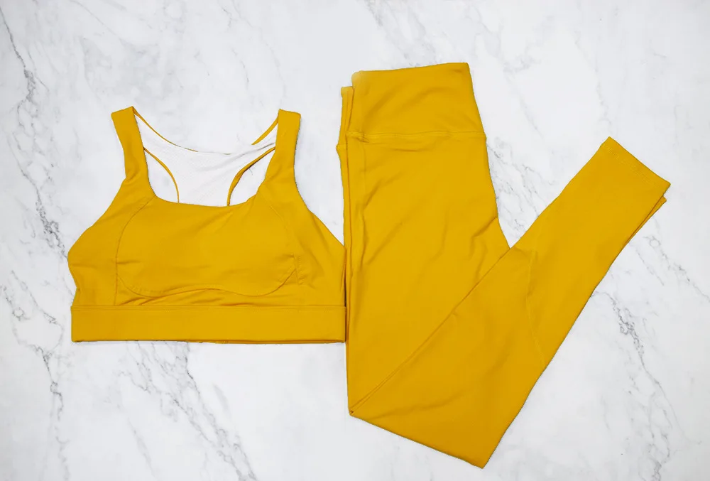 

2 Pieces Outfits Women Active Wear Workout Yoga Suits High Waisted Tummy Control Leggings Sport gym Tracksuits Set Sportwear